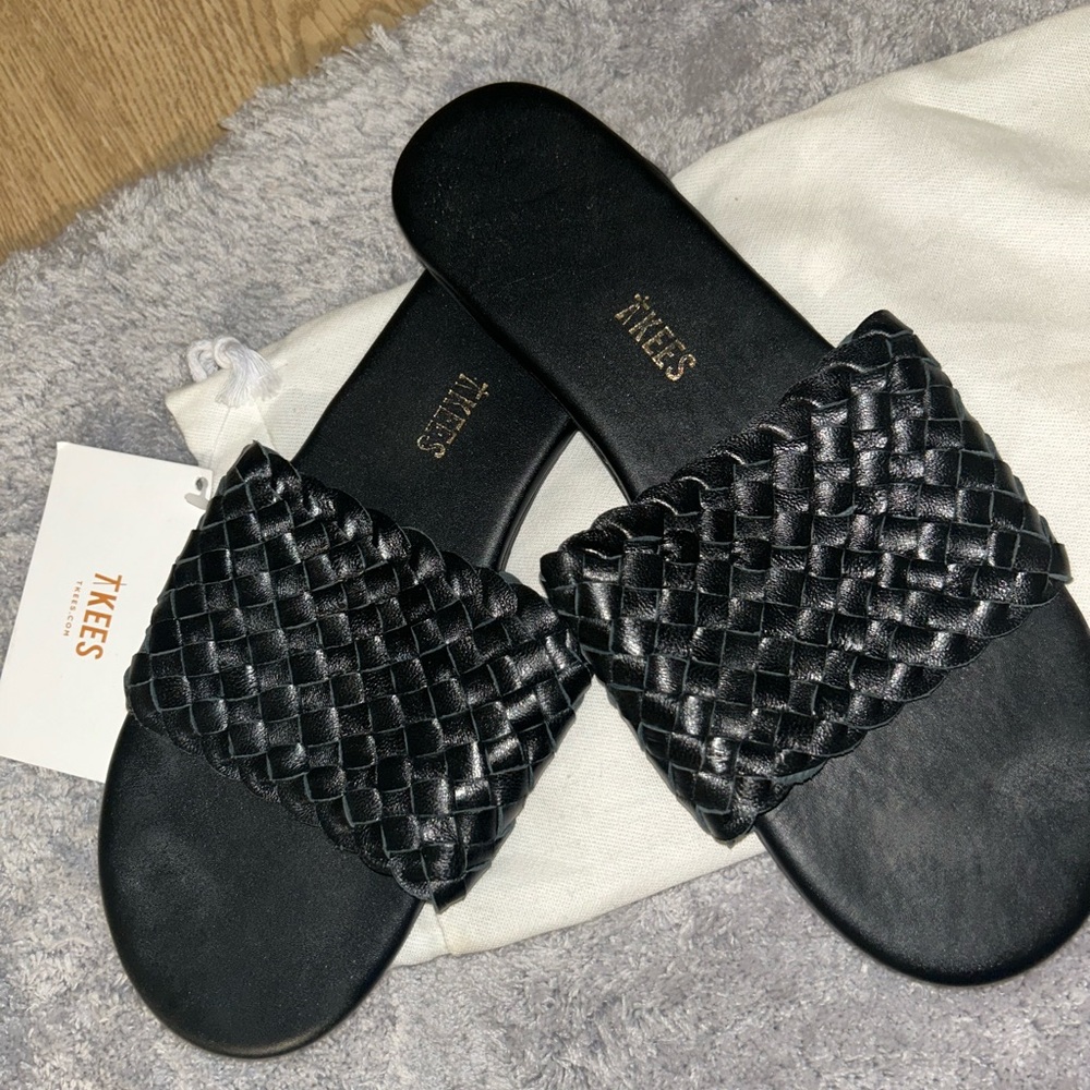 TKEES Black Braided Slide Sandals